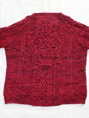 Hand Dyed & Knit Thick Merino Cabled Skull Sweater - XL